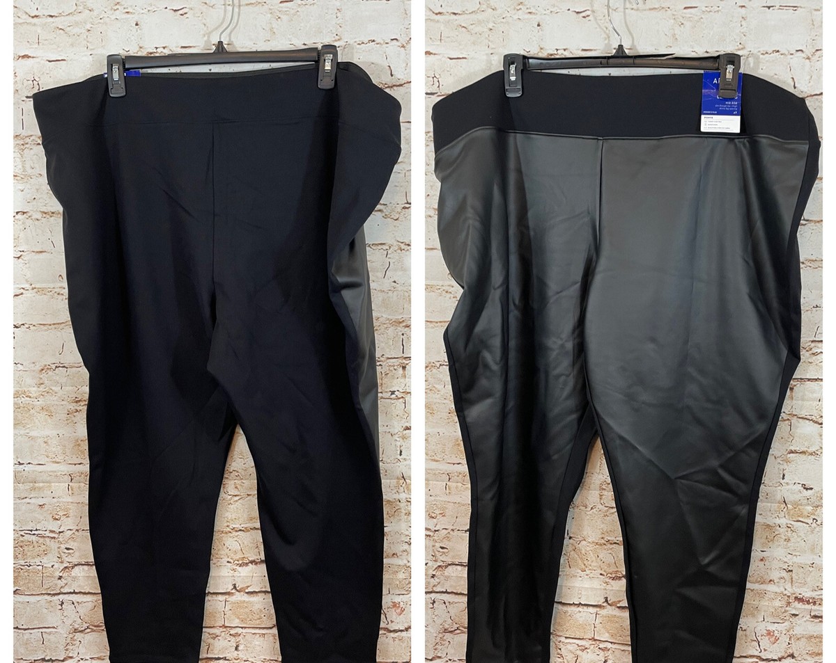 NEW Apt faux leather leggings Womens 4X Black pull on ponte Pants moto