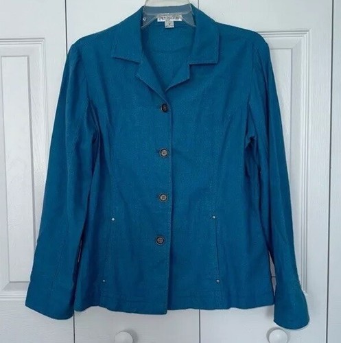 Vintage PENDLETON Linen Blend Top / Jacket Blue Sz Medium Y2K Preppy Chic Classy