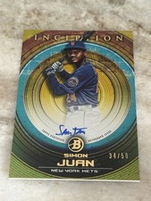 🔵🟠Simon Juan 2022 Bowman Inception  🪙Gold Foil Auto #PA-SJ /50