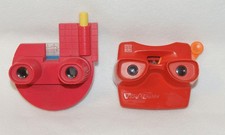2 View-Master Viewers Red  Red w/Clear Back