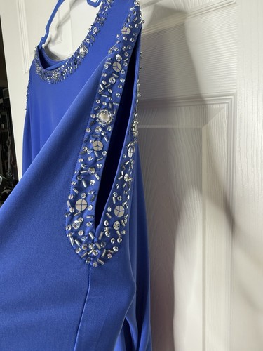 Susan Graver Top Cold Shoulder Rouched Embellished Rhinestones Beads Women's 1x - Picture 7 of 10