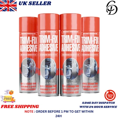 TRIM HOLD 4xSpray Adhesive Strong Glue Trim Fix DIY Vinyl Carpet Flooring Upholstery 500ml