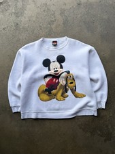 Vintage 90s Size Small Disney Mickey Mouse Pluto White Sweatshirt