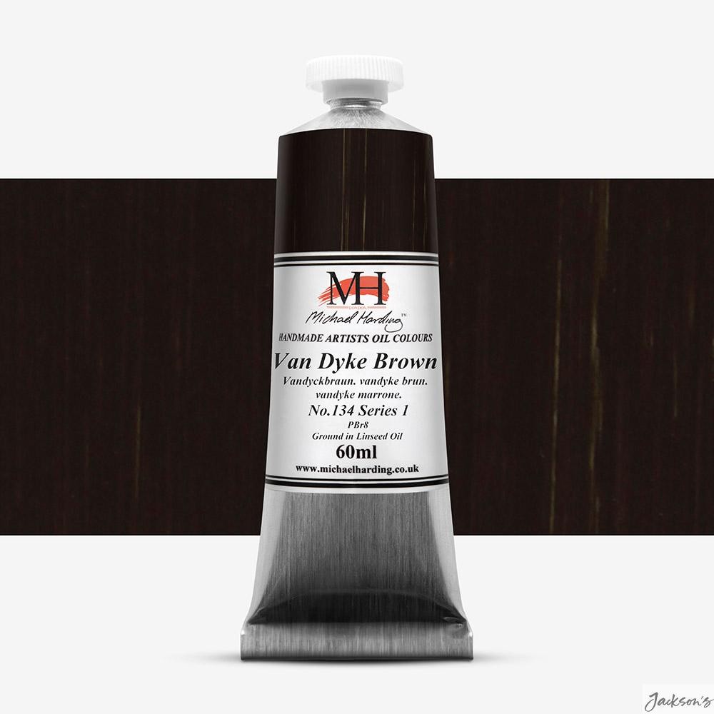 Michael Harding Artists' Oil Paint Linseed Oil 60ml Vandyke Brown For Painting