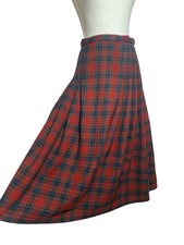 Vintage Pendleton 6 Red Tartan Plaid Midi Maxi Skirt 100 Virgin Wool USA Preppy