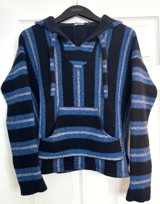 Authentic ADAPTATION Men's XS 100% Cashmere Striped Baja Hoodie Sweater USA Made
