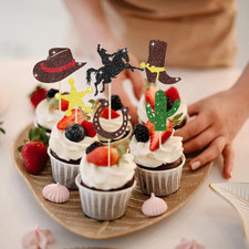 60 Pieces Cowgirl Hat And Boot Cupcake Toppers - Western Theme Party Favors Supplies Cowgirl