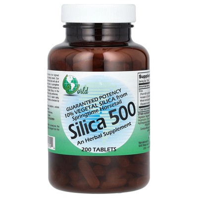 World Organic Silica 500 200 Tablets No Artificial Colors, No Artificial