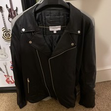 Calvin Klein Synthetic Leather Jacket Men Size Large. Black