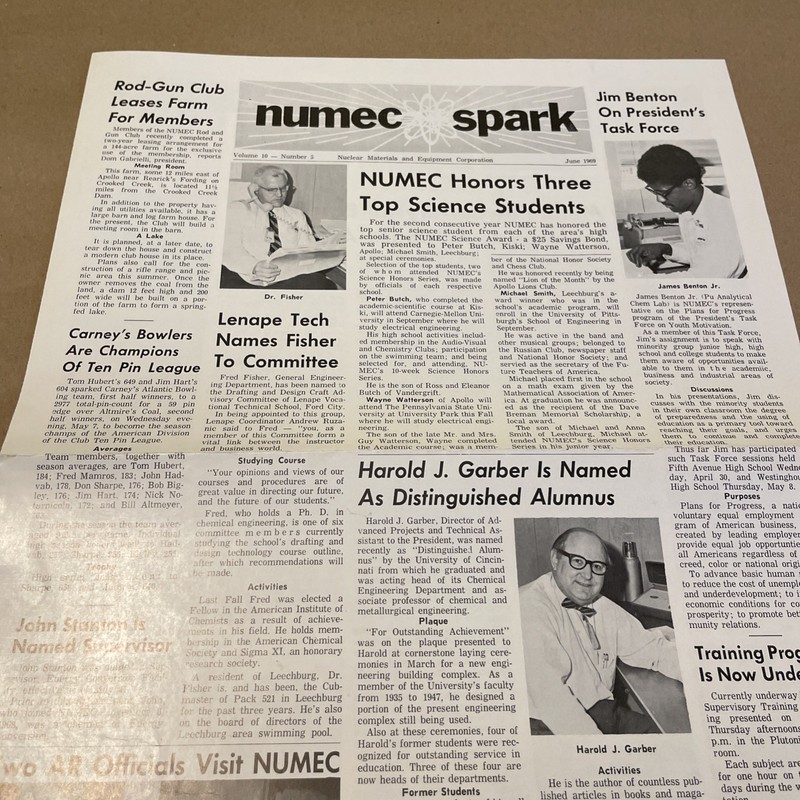 NUMEC Spark Newsletter Vol 10 No 5 Nuclear Materials & Equipment Corp June 1969