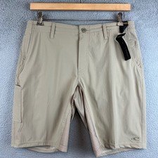 New O'Neill TRVLR Series Boardshorts Mens 33 Tan Khaki Hybrid Chino Shorts