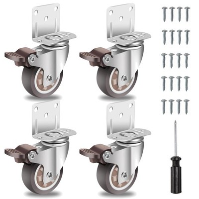 Möbelrollen Gummi 50mm mit Bremse TPR Schwerlastrollen 4er Set
