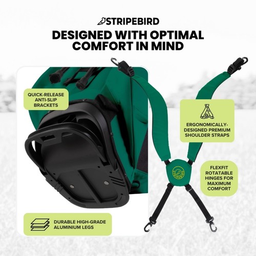 Stripebird Golf Standbag mit Nabe für Magnete (grün) - 4 Wege durchgehende Di... - Bild 5 von 6