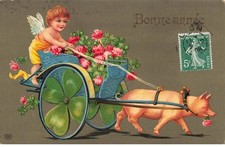 Mikifp9-049 - Flower Trailer Pulled By A Pig And An Angel