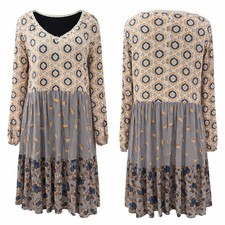 Matilda Jane Patchwork Tiered Peasant Knee Hi Dress Sz M Boho Cottagecore
