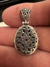 Vintage Sterling Silver .925 Titanium Druzy Filigree Flower Dangle Pendant — photo 6