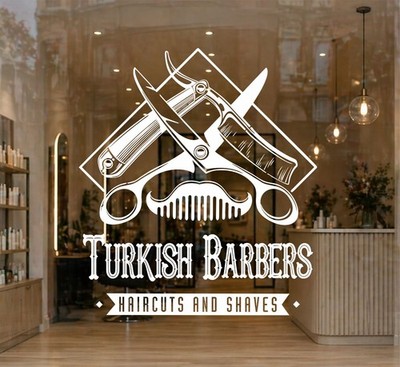 Friseur Schaufenster Aufkleber Vinyl Aufkleber - Friseur Salon Schild 3 Stile | UK