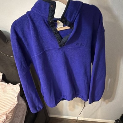 L.L.Bean Blue Fleece Mock Neck 1/4 Zip Pullover Sweatshirt Logo