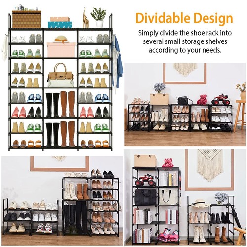 9 Tiers Large Capacity Metal Shoe Rack 50-Pair Shoe Organizer Shoe Storage Tall - Picture 5 of 7