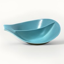 Vintage Monterey Moderne Teal Split Speckled Serving Bowl With Pour