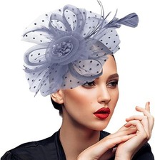 Fascinators Hats 20s 50s Pillbox Hat Cocktail Tea Party for Women Grey, One ...