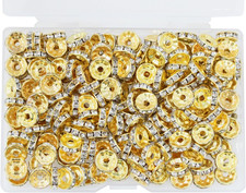 200Pcs Gold 10Mm round Rondelle Spacer Beads, Crystal Bead Spacers for Jewelry M