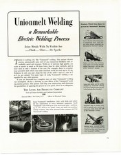 1940 Linde Air Products Co. Unionmelt Welding Process Vintage Print Ad
