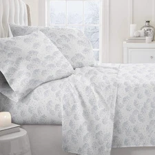 4 Piece Full Bedding Sheet Set (Light Blue Flower) - Sleep Better Than Ever w...