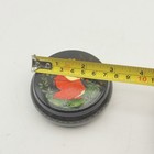 Vintage Japanese Black Lacquer Round Trinket Jewelry Box Lady & Flower Scene — photo 2