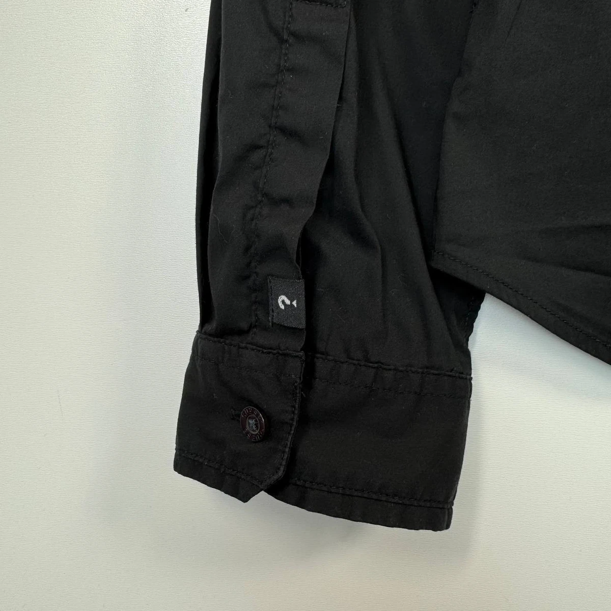Camisa Guess Los Angeles Ligera con Botones Negra Logo Mínimo Para Hombre Talla L