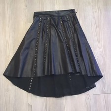 bebe leather Black Skirt with Stud Accents High Low Zipper