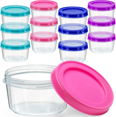 12 Pack - 7 Oz Plastic  Storage Containers with Screw Lids, Bpa-Free, Reusable S