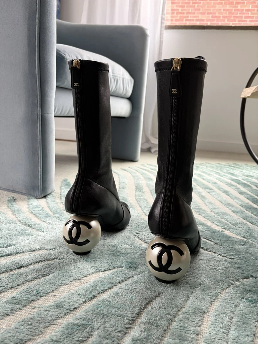 CHANEL White High (3-3.9 in) Heel Height Boots for Women for sale