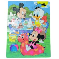 Disney Babies 63 Pc Puzzle Mickey Minnie Donald in Pool Scene Golden Book