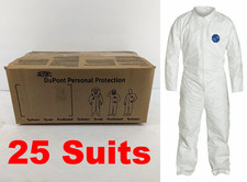 DuPont Tyvek 400 TY120S LARGE Collared Disposable Suit Coveralls | 25 Pack | New
