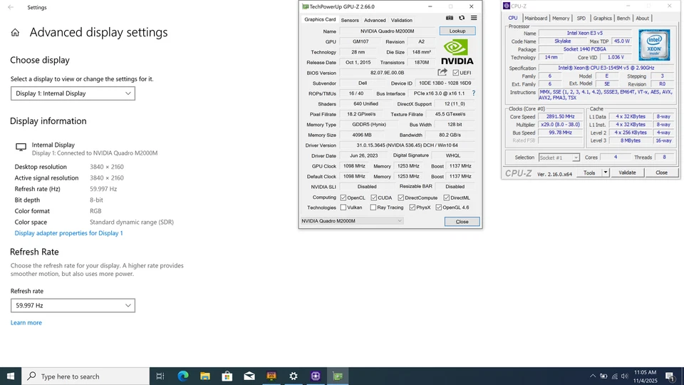 Dell Precision 7510 15" UHD 4K XEON E3-1545M V5 1TB SSD 32GB W10P Quadro M2000M Foto 4 de 4
