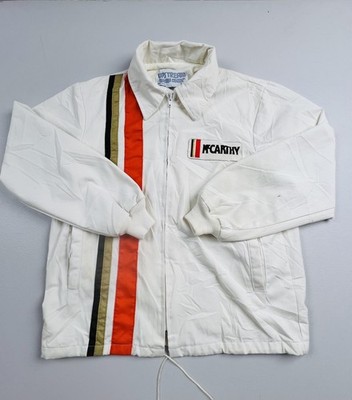 Vintage Upstream Jacket Mens White McCarthy Stripe Lined USA Windbreaker Read