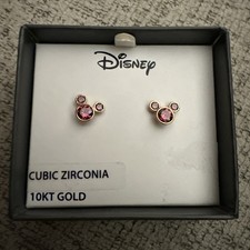 Disney Mickey Mouse Girls/Tween Cubic Zirconia 10kt Gold Ruby July Earrings