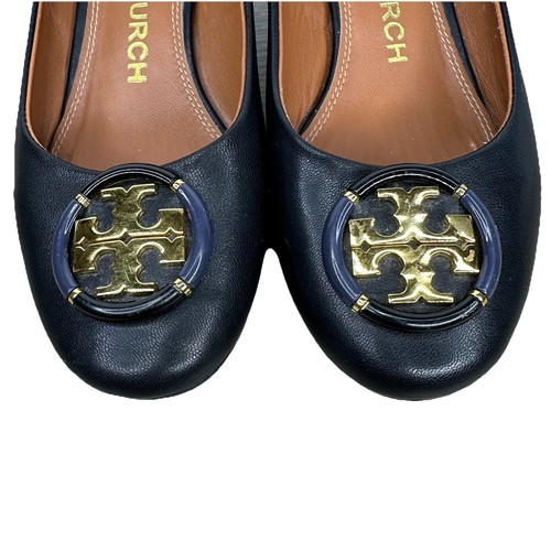 Tory Burch decolte in pelle nera multi logo tacco a blocco donna misura 39 8,5 oro - Foto 6 di 13