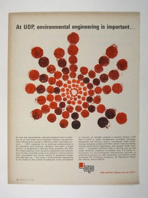 Print Ad UOP Environmental Engineering Pollution Solutions 1967 ADVERT MOD