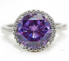 3CT Amethyst  White Topaz 925 Genuine Sterling Silver Ring Sz 7 MB5-7