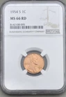 1954 S Lincoln Wheat Penny NGC MS 66 RD 1c