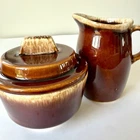 Vintage Hull Pottery Brown Drip Glaze Creamer Sugar Bowl Set Oven Proof USA
