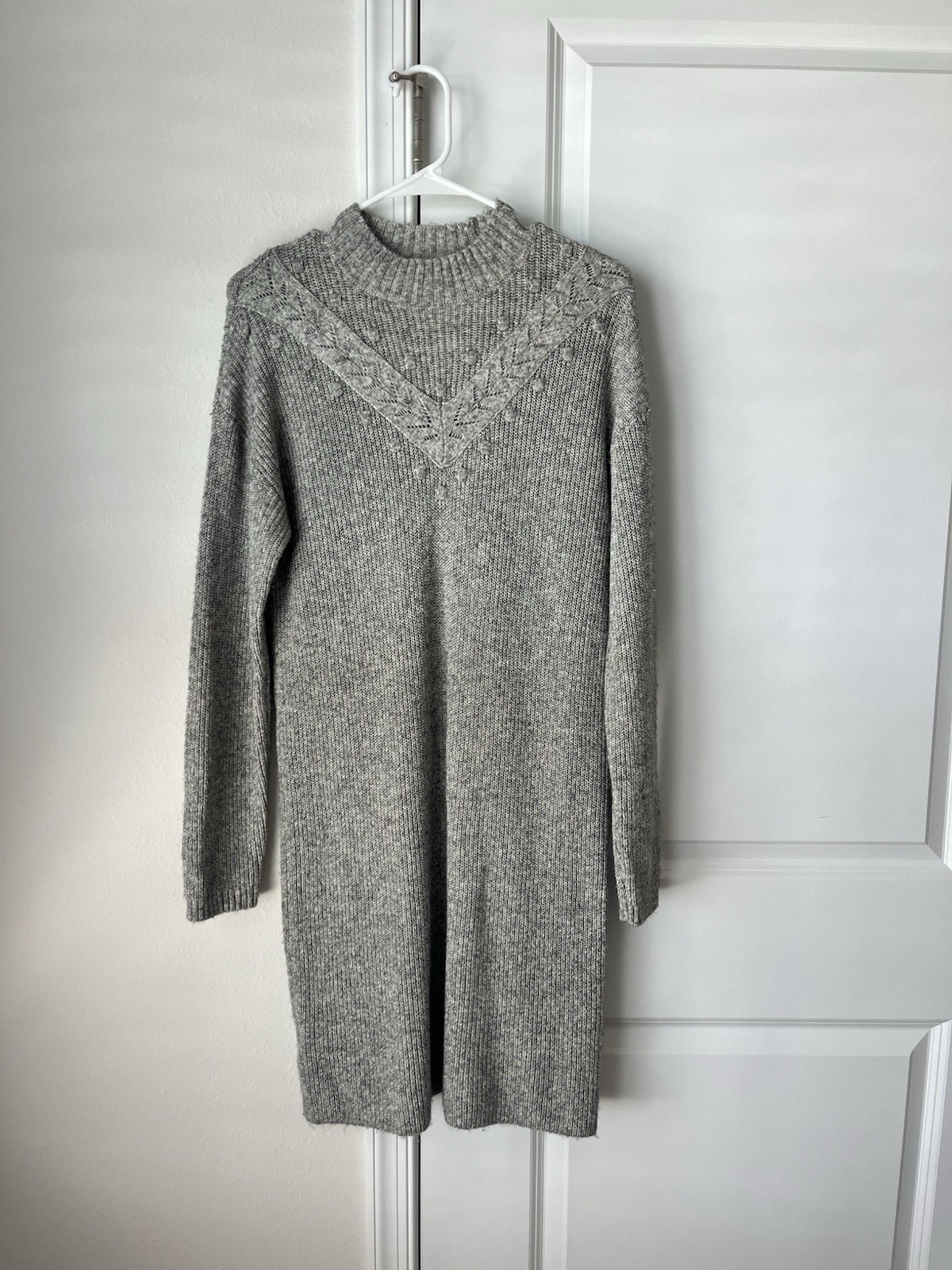 Loft Women’s Gray Sweater Tunic Dress Medium Long Sleeve Round Neck Pullover