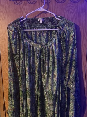 Earthbound Trading Co Elegant green patterned womens maxi dress with tie back