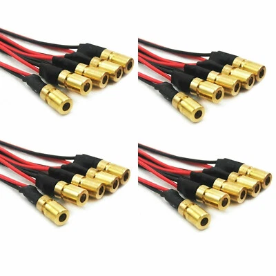 JOLOOYO 20pcs Red 650nm 5mW Focusable Dot Laser Diode Module 3V 6x10mm Brass