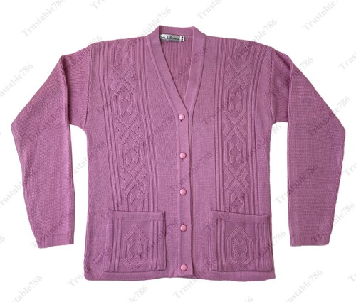 Cardigan caldo da donna motivo a maglia chiusura con bottoni e tasche taglia S-2XL - Foto 3 di 11