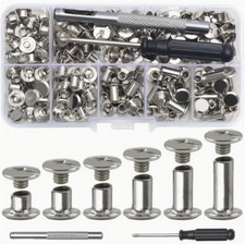 80 Sets Chicago Screw Leather Rivets Assorted Kit Chicago Binding Screws 5 Sizes