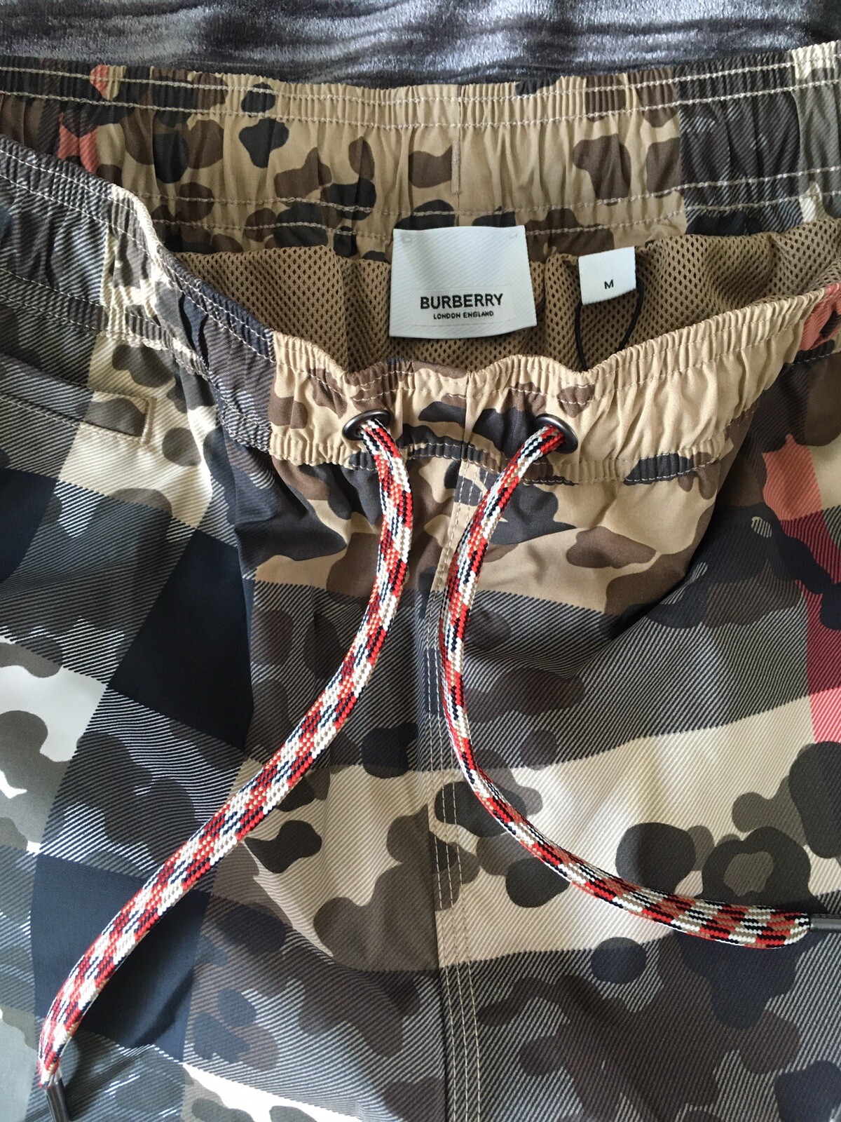 BNWT Men’s Burberry Camo Swim Shorts TB Check RARE Monogram image 3