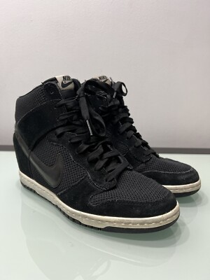 Black Nike Dunk Sky Hi Wedge Sneaker Nike Dunk Sky Hi Suede Hidden - Main Image